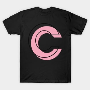 C Letter Initial Monogram Modern Pink Linear T-Shirt